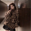 Winter Leopard Print Jacket Women's Stand Collar Warm Parkas Outwear Autumn Winter Korean Female Loose Faux Fur Coats