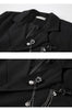 Women Punk Gothic Cropped Blazer with Metal Chain Harajuku Design Streetwear Chic Patchwork Suit Office Lady Commute Short Coat