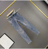 Women's Rhinestone Skinny Jeans, High Waist, 9 Points Pants, Denim Overalls, Elastic, Heavy Industry, Spring, Autumn