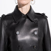 Long Black Faux Leather Trench Coat for Women, Belt, Double Breasted, Vintage, British Style, Overcoat, 6XL, 7XL, Spring