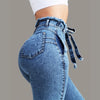 Belted High Waist Skinny Jeans Women Loose Stretch Denim Long Pants Skinny Jeans Women Stretch Denim Long Pants