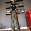 high waist leopard print flare leggings autumn winter women sexy bodycon trousers club pants