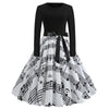 Retro Vintage Long Sleeve Winter Dress Women Floral Print Christmas Dresses Elegant Casual A-Line Robe Rockabilly Pinup Vestidos