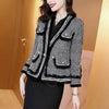 Chic Women Plaids Fringed Jacket Tweed Pearls Buckles Tweed Blazers Gold Silk Retro Checked Coat Spring Fall Cardigan Crop Tops