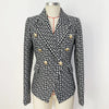 High Street Designer Jacket Women's Double Breasted Lion Buttons Geometrical Jacquard Blazer
