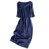 Heavy Mulberry Silk Satin Party Dress Long Sleeve Dress Women's Evening Dress