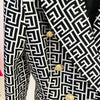 High Street Designer Jacket Women's Double Breasted Lion Buttons Geometrical Jacquard Blazer
