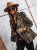 Casual Thin Suit Lady Long-sleeved Blazer Double-breasted Check Blazer Slim Fit Office Lady Elegant Chic Jacket Coat