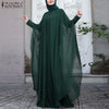 Women Chiffon Abaya Eid Mubarek Muslim Dresses Robe Long Sleeve Hijab Vestidos Abayas For Women Isamic Clothing