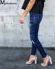 Mid Waist Skinny Jeans Women Vintage Distressed Denim Pants Autumn Crimped Destroyed Pencil Casual Ripped