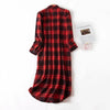 Long Sleeve Sleeping Shirt Nightwear Dress for Woman Plaid Multi Colors Plus Size Shirt Nightdress Cardigan Nighty for Ladies