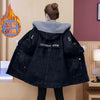 Winter Women Lamb Wool Thick Denim Jacket 5XL Loose Hooded Windbreaker Coat Casual Zipper Jeans Outerwear Warm Parkas