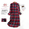 Long Sleeve Sleeping Shirt Nightwear Dress for Woman Plaid Multi Colors Plus Size Shirt Nightdress Cardigan Nighty for Ladies