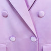 High Street Designer Runway Suit Set Women's Double Breasted Straght Satin Blazer Mini Skirt Set