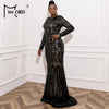 Black Sequin Plus Size Party Dress Elegant Women O-neck Long Sleeve Bodycon Mermaid Prom Dresses Large Size Evening Gown
