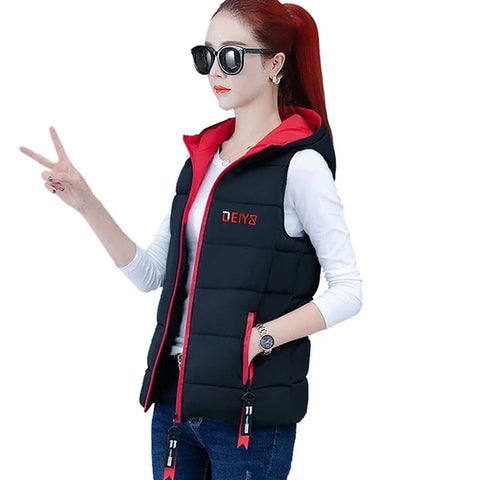 Autumn Winter Down Cotton Vest Women Short Jacket OuterWear All-Match Sleeveless Waistcoat Vests Woman Coat 3XL