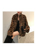 Winter Leopard Print Jacket Women's Stand Collar Warm Parkas Outwear Autumn Winter Korean Female Loose Faux Fur Coats