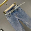 Women's Rhinestone Skinny Jeans, High Waist, 9 Points Pants, Denim Overalls, Elastic, Heavy Industry, Spring, Autumn