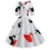 Women Flower Print Autumn Dress Casual Winter Half Sleeve Elegant Vintage Dress Robe Femme Pinup Office Party Vestidos