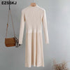 elegant OL turtleneck slim long Sweater dress women Thick knit Autumn Winter dress female Slim A-line basic dress casual
