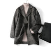 Handmade 90%Wool Women Plaid Blazer Coat Elegant Chic Wool Blend Khaki Blue Winter Coats