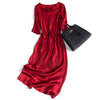 Heavy Mulberry Silk Satin Party Dress Long Sleeve Dress Women's Evening Dress