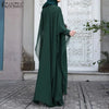 Women Chiffon Abaya Eid Mubarek Muslim Dresses Robe Long Sleeve Hijab Vestidos Abayas For Women Isamic Clothing