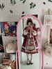 Christmas Lolita Dress Kawaii Women Year Sweet Lace Ruffle Patchwork Puff Long Sleeve Red Princess Plaid