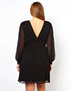 Plus Size Long Lantern Sleeve Chiffon Party Dress Women Sexy V-neck Spring Knee Length Black Elegant A-line Wrap Dress