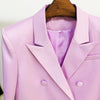 High Street Designer Runway Suit Set Women's Double Breasted Straght Satin Blazer Mini Skirt Set