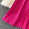 Women Pleated Knitted Dress Turtleneck Long Sleeve Elastic Slim Pencil Dress Autumn Winter Sexy Bodycon Sweater Dress