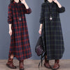 Spring Autumn Woman Dress Vintage Loose Cotton Long Dress Vestidos Robe D Ete Femme Literary Plaid Shirt Dress
