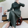 Tianpei Pleats Spring Autumn Winter Women Long Sleeve Comfortable Dress Korean Style Casual Designer Clothes
