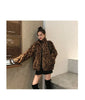 Winter Leopard Print Jacket Women's Stand Collar Warm Parkas Outwear Autumn Winter Korean Female Loose Faux Fur Coats