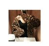 Winter Leopard Print Jacket Women's Stand Collar Warm Parkas Outwear Autumn Winter Korean Female Loose Faux Fur Coats