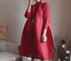 Pleated Classical Vintage Dress Turtleneck Loose High Aesthetic Designer Women Abayas Elegant Clothing