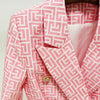 High Street Designer Jacket Women Lion Buttons Double Breasted Slim Fitting Monogram Jacquard Blazer