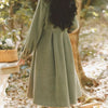 French Vintage Woolen Coats Women Autumn Winter Elegant Pleated Long Coat Female Sweet Lantern Sleeve Jackets
