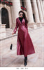 Maxi Fit and Flare Leather Trench Coat for Women Spring Long Designer Clothing Women Long Sleeve Lapel