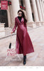 Maxi Fit and Flare Leather Trench Coat for Women Spring Long Designer Clothing Women Long Sleeve Lapel