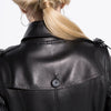 Long Black Faux Leather Trench Coat for Women, Belt, Double Breasted, Vintage, British Style, Overcoat, 6XL, 7XL, Spring