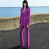 High Street Runway Designer Suit Set Women's Single Button Blazer Flare Pants Suit
