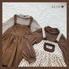 Autumn Winter Girls Vintage Sweet Lolita Jsk Dress Women Cute Bear Embroidery Plush Pocket Loose Corduroy Party Strap Dresses
