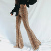 high waist leopard print flare leggings autumn winter women sexy bodycon trousers club pants