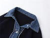 Autumn Winter Knitted Women's Sweater Loose Stitching Denim Jacket Fake Two-Piece Design Top Chaqueta Mujer Invierno