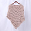 Genuine Rabbit Fur Knitted Natural Fur Poncho Wrap Coat Shawl Lady Scarf Natural Fur Wedding Party Cape