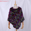 Genuine Rabbit Fur Knitted Natural Fur Poncho Wrap Coat Shawl Lady Scarf Natural Fur Wedding Party Cape