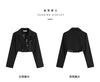 Women Punk Gothic Cropped Blazer with Metal Chain Harajuku Design Streetwear Chic Patchwork Suit Office Lady Commute Short Coat