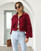 Autumn Cropped Corduroy Jackets Overcoat Single Breasted Lantern Sleeve Coats Women Vintage Winter Women Jacket 18047