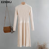 elegant OL turtleneck slim long Sweater dress women Thick knit Autumn Winter dress female Slim A-line basic dress casual